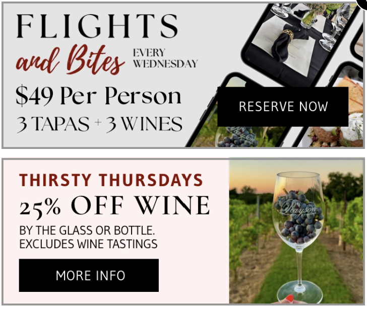 Rayson Winery & Vineyards Specials